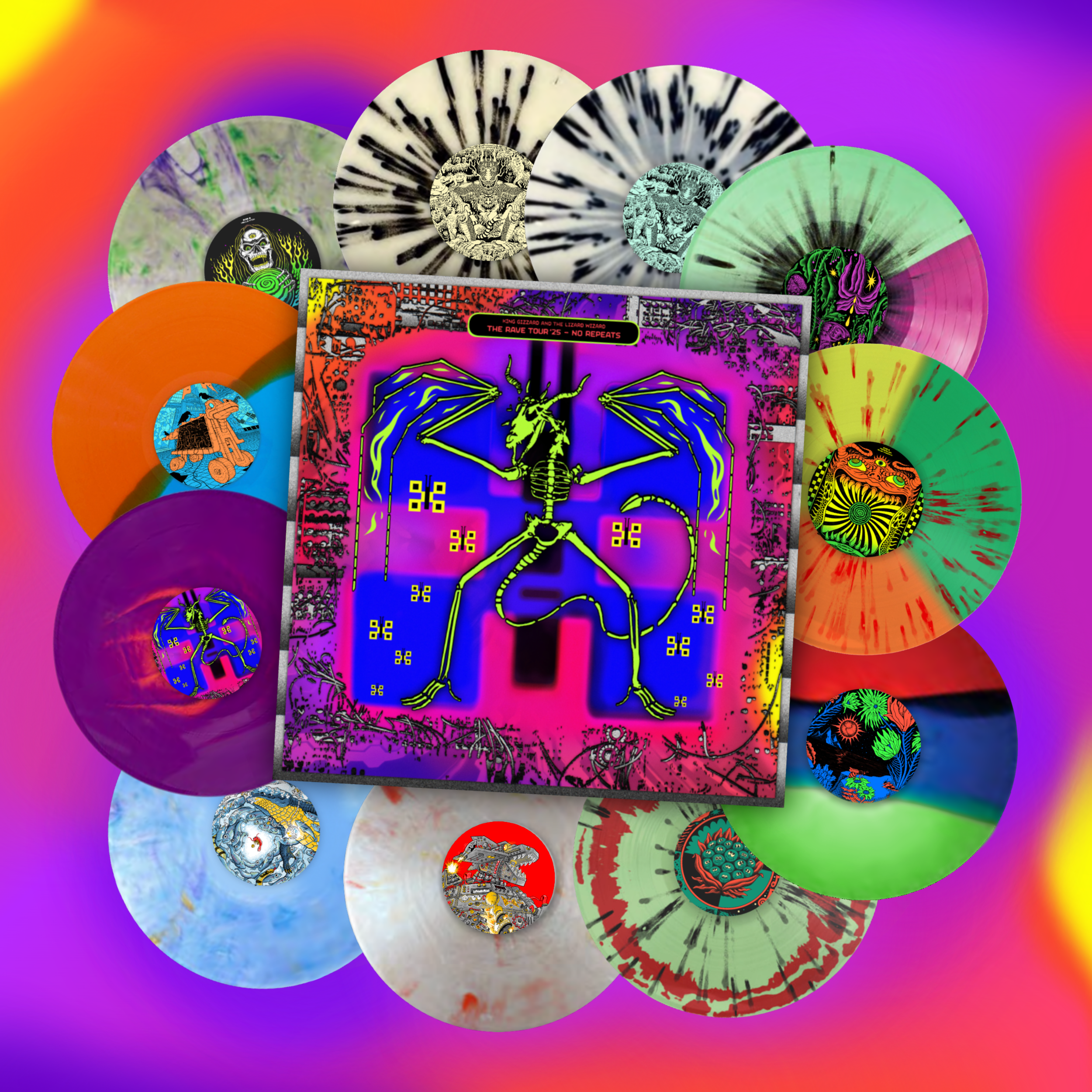 King Gizzard Rave Tour '25 No Repeats Box Set – Any Thing Records, LLC King Gizzard Rave Tour '25 No Repeats Box Set – Any Thing Records, LLC